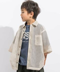LIBERCORE par BEBE / リベルコア パル ベベ シャツ・ブラウス | ラッセルメッシュ半袖オーバーシャツ親子お揃い(110~140cm)