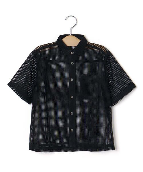 LIBERCORE par BEBE / リベルコア パル ベベ シャツ・ブラウス | ラッセルメッシュ半袖オーバーシャツ親子お揃い(110~140cm) | 詳細7