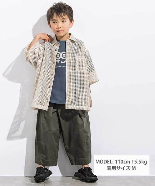 LIBERCORE par BEBE / リベルコア パル ベベ シャツ・ブラウス | ラッセルメッシュ半袖オーバーシャツ親子お揃い(110~140cm) | 詳細9