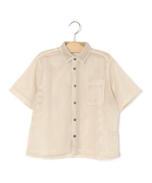 LIBERCORE par BEBE / リベルコア パル ベベ シャツ・ブラウス | ラッセルメッシュ半袖オーバーシャツ親子お揃い(110~140cm) | 詳細13