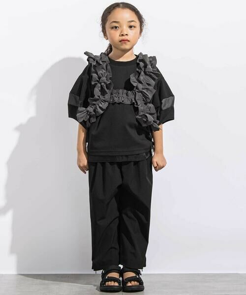 LIBERCORE par BEBE / リベルコア パル ベベ Tシャツ | ポンチシアー切り替えポワン袖Tシャツ親子お揃い(110~140cm) | 詳細12