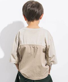 LIBERCORE par BEBE / リベルコア パル ベベ Tシャツ | 天竺リップストップ切り替えドロスト半袖Tシャツ親子お揃い(110~140cm)