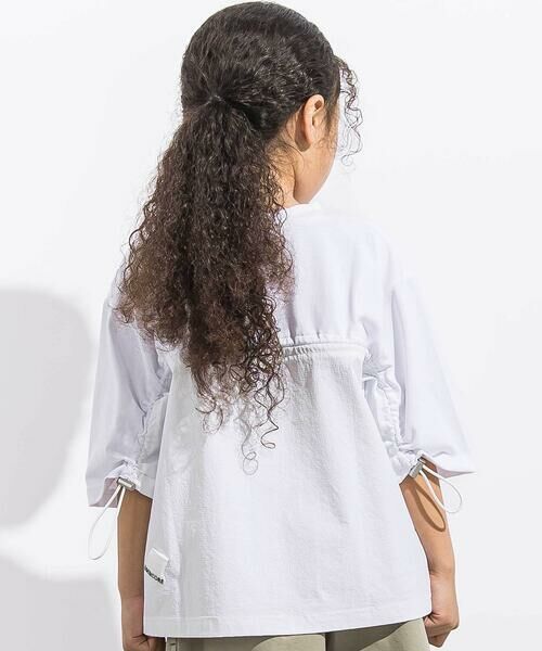 LIBERCORE par BEBE / リベルコア パル ベベ Tシャツ | 天竺リップストップ切り替えドロスト半袖Tシャツ親子お揃い(110~140cm)（ホワイト）