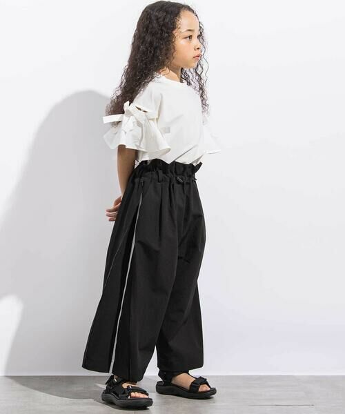 LIBERCORE par BEBE / リベルコア パル ベベ Tシャツ | リムーバブルリボンフレア袖スムースプルオーバー親子お揃い(110~140cm) | 詳細1