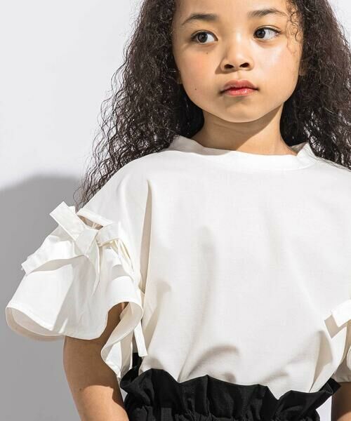 LIBERCORE par BEBE / リベルコア パル ベベ Tシャツ | リムーバブルリボンフレア袖スムースプルオーバー親子お揃い(110~140cm) | 詳細2