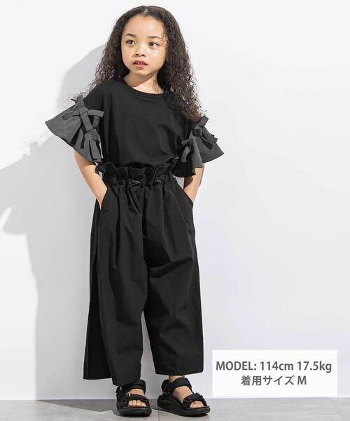 LIBERCORE par BEBE / リベルコア パル ベベ Tシャツ | リムーバブルリボンフレア袖スムースプルオーバー親子お揃い(110~140cm) | 詳細15