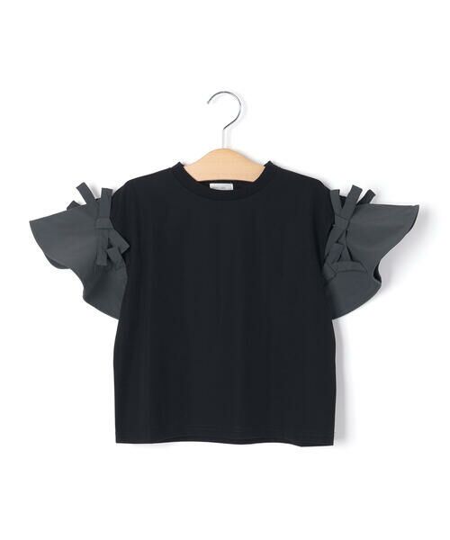 LIBERCORE par BEBE / リベルコア パル ベベ Tシャツ | リムーバブルリボンフレア袖スムースプルオーバー親子お揃い(110~140cm) | 詳細17