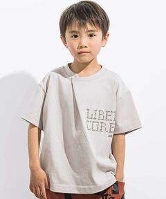 LIBERCORE par BEBE / リベルコア パル ベベ Tシャツ | フロントタックロゴプリント天竺半袖Tシャツ親子お揃い(110~140cm)