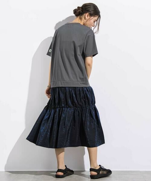 LIBERCORE par BEBE / リベルコア パル ベベ ミニ丈・ひざ丈ワンピース | (ペチコート付)ポンチ+メタリックボイルスカートドッキング半袖ワンピース親子お揃い大人(140~160cm) | 詳細9