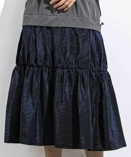 LIBERCORE par BEBE / リベルコア パル ベベ ミニ丈・ひざ丈ワンピース | (ペチコート付)ポンチ+メタリックボイルスカートドッキング半袖ワンピース親子お揃い大人(140~160cm) | 詳細10