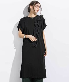 LIBERCORE par BEBE / リベルコア パル ベベ ミニ丈・ひざ丈ワンピース | ワッシャーフリルスムース袖ギャザーワンピース親子お揃い大人(140~160cm)