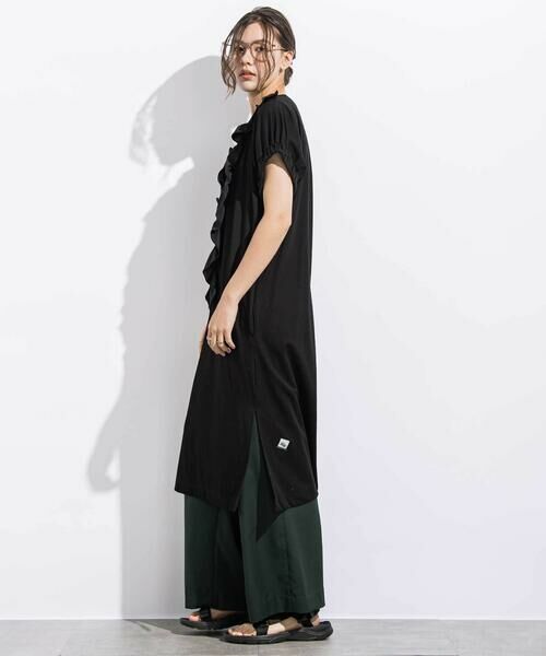 LIBERCORE par BEBE / リベルコア パル ベベ ミニ丈・ひざ丈ワンピース | ワッシャーフリルスムース袖ギャザーワンピース親子お揃い大人(140~160cm) | 詳細2