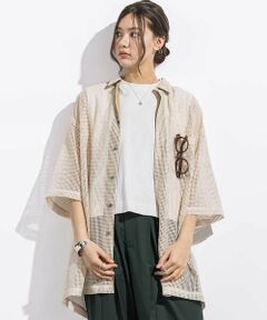 LIBERCORE par BEBE / リベルコア パル ベベ シャツ・ブラウス | ラッセルメッシュ半袖オーバーシャツ親子お揃い大人(140~175cm)