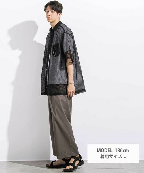 LIBERCORE par BEBE / リベルコア パル ベベ シャツ・ブラウス | ラッセルメッシュ半袖オーバーシャツ親子お揃い大人(140~175cm) | 詳細1