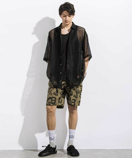 LIBERCORE par BEBE / リベルコア パル ベベ シャツ・ブラウス | ラッセルメッシュ半袖オーバーシャツ親子お揃い大人(140~175cm) | 詳細4