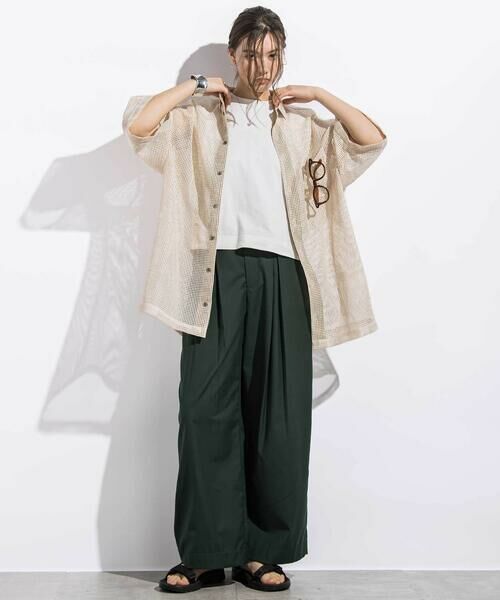 LIBERCORE par BEBE / リベルコア パル ベベ シャツ・ブラウス | ラッセルメッシュ半袖オーバーシャツ親子お揃い大人(140~175cm) | 詳細19