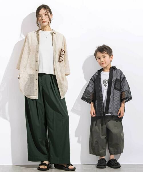 LIBERCORE par BEBE / リベルコア パル ベベ シャツ・ブラウス | ラッセルメッシュ半袖オーバーシャツ親子お揃い大人(140~175cm) | 詳細21