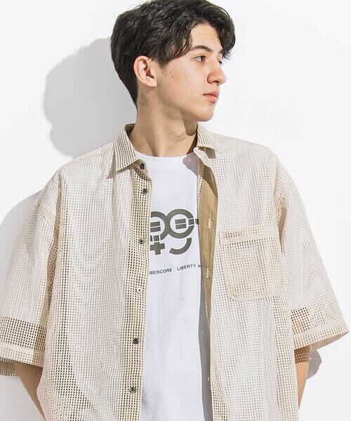 LIBERCORE par BEBE / リベルコア パル ベベ シャツ・ブラウス | ラッセルメッシュ半袖オーバーシャツ親子お揃い大人(140~175cm) | 詳細15