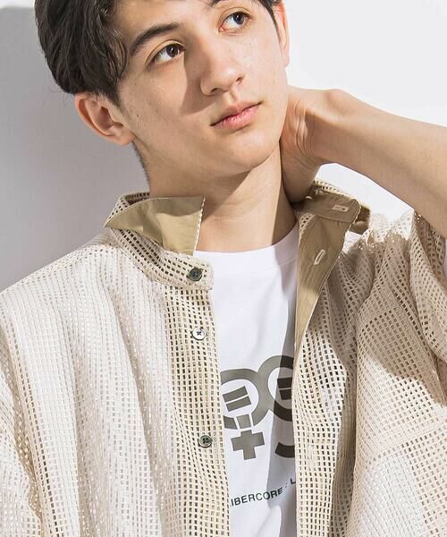 LIBERCORE par BEBE / リベルコア パル ベベ シャツ・ブラウス | ラッセルメッシュ半袖オーバーシャツ親子お揃い大人(140~175cm) | 詳細16