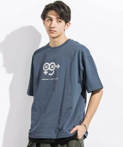 LIBERCORE par BEBE / リベルコア パル ベベ Tシャツ | ヘビーオンス天竺ラバープリント半袖Tシャツ親子お揃い大人(140~175cm)