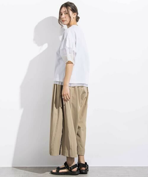 LIBERCORE par BEBE / リベルコア パル ベベ Tシャツ | ポンチシアー切り替えポワン袖Tシャツ親子お揃い大人(140~160cm) | 詳細2