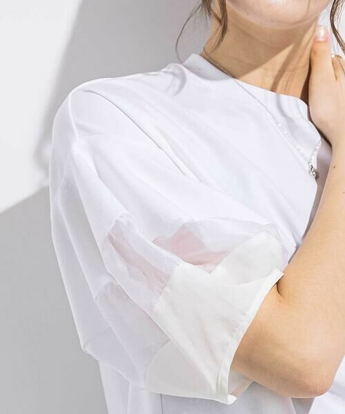 LIBERCORE par BEBE / リベルコア パル ベベ Tシャツ | ポンチシアー切り替えポワン袖Tシャツ親子お揃い大人(140~160cm) | 詳細4