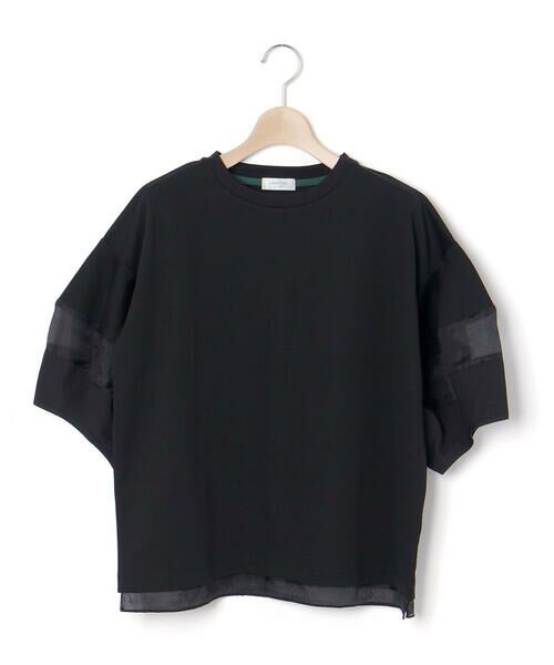 LIBERCORE par BEBE / リベルコア パル ベベ Tシャツ | ポンチシアー切り替えポワン袖Tシャツ親子お揃い大人(140~160cm) | 詳細8