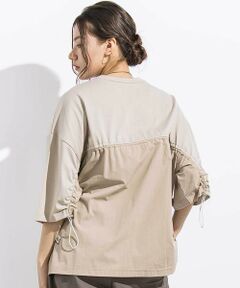 LIBERCORE par BEBE / リベルコア パル ベベ Tシャツ | 天竺リップストップ切り替えドロスト半袖Tシャツ親子お揃い大人(140~175cm)