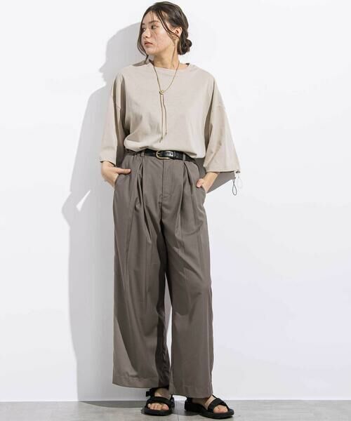 LIBERCORE par BEBE / リベルコア パル ベベ Tシャツ | 天竺リップストップ切り替えドロスト半袖Tシャツ親子お揃い大人(140~175cm) | 詳細7