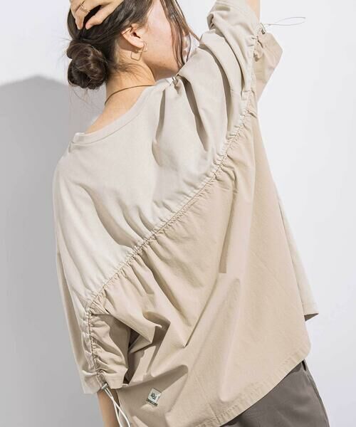 LIBERCORE par BEBE / リベルコア パル ベベ Tシャツ | 天竺リップストップ切り替えドロスト半袖Tシャツ親子お揃い大人(140~175cm) | 詳細8