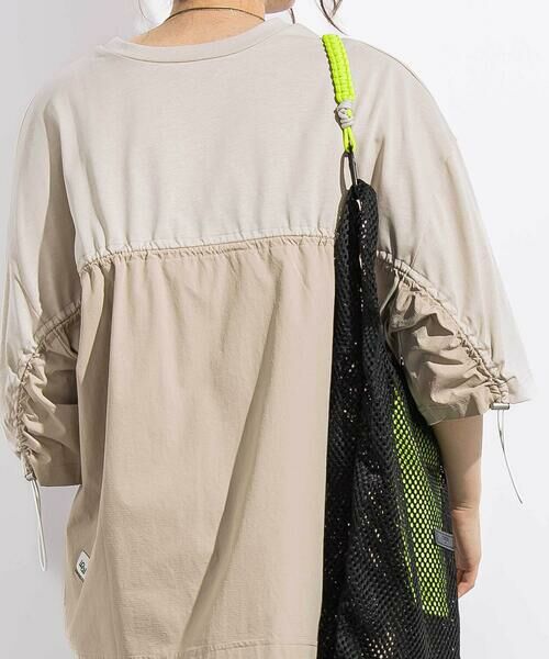 LIBERCORE par BEBE / リベルコア パル ベベ Tシャツ | 天竺リップストップ切り替えドロスト半袖Tシャツ親子お揃い大人(140~175cm) | 詳細10