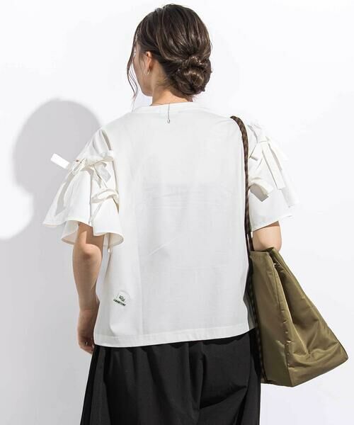 LIBERCORE par BEBE / リベルコア パル ベベ Tシャツ | リムーバブルリボンフレア袖スムース半袖Tシャツ親子お揃い大人(140~160cm) | 詳細4