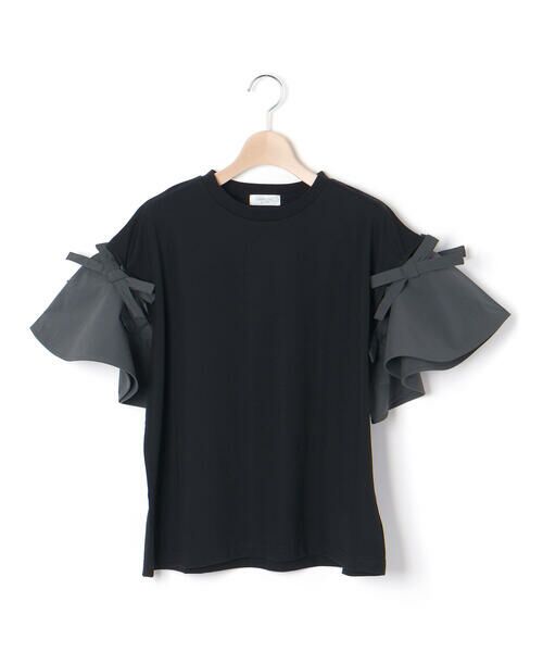 LIBERCORE par BEBE / リベルコア パル ベベ Tシャツ | リムーバブルリボンフレア袖スムース半袖Tシャツ親子お揃い大人(140~160cm) | 詳細12