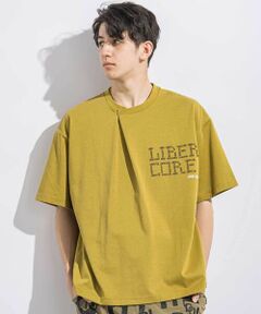LIBERCORE par BEBE / リベルコア パル ベベ Tシャツ | フロントタックロゴプリント天竺半袖Tシャツ親子お揃い大人(140~175cm)