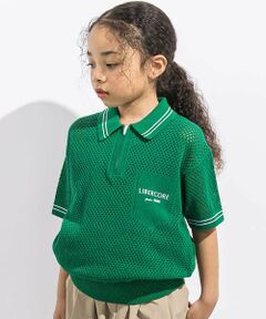LIBERCORE par BEBE / リベルコア パル ベベ ポロシャツ | メッシュサマーコットンニットZIPポロシャツ親子お揃い(110~140cm)