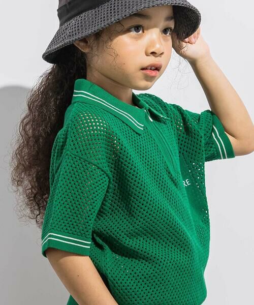 LIBERCORE par BEBE / リベルコア パル ベベ ポロシャツ | メッシュサマーコットンニットZIPポロシャツ親子お揃い(110~140cm) | 詳細2