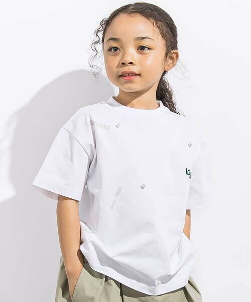 LIBERCORE par BEBE / リベルコア パル ベベ Tシャツ | ヘビーオンスパールモチーフ天竺半袖Tシャツ親子お揃い(110~140cm)（ホワイト）
