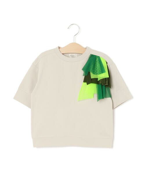 LIBERCORE par BEBE / リベルコア パル ベベ Tシャツ | 異素材MIXショルダーフリル天竺半袖Tシャツ親子お揃い(110~140cm) | 詳細10