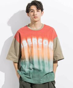 LIBERCORE par BEBE / リベルコア パル ベベ Tシャツ | ヘビーオンスグラデーショングラフィックロゴ天竺半袖Tシャツ親子お揃い大人(140~175cm)
