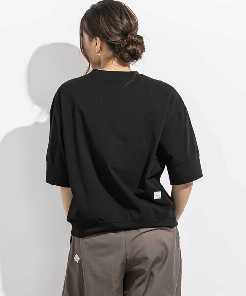 LIBERCORE par BEBE / リベルコア パル ベベ Tシャツ | 異素材MIXショルダーフリル天竺半袖Tシャツ親子お揃い大人(140~160cm) | 詳細3