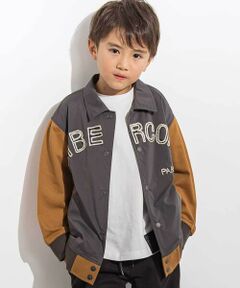 LIBERCORE par BEBE / リベルコア パル ベベ ブルゾン | タフタ×ニット配色刺しゅうロゴスタジャン 親子お揃い(110~140cm)