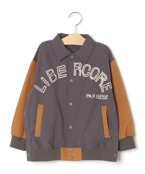 LIBERCORE par BEBE / リベルコア パル ベベ ブルゾン | タフタ×ニット配色刺しゅうロゴスタジャン 親子お揃い(110~140cm) | 詳細22