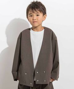 LIBERCORE par BEBE / リベルコア パル ベベ ノーカラージャケット | サージノーカラーリラックスダブルジャケット 親子お揃い(110~140cm)
