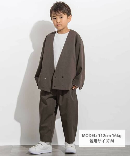 LIBERCORE par BEBE / リベルコア パル ベベ ノーカラージャケット | サージノーカラーリラックスダブルジャケット 親子お揃い(110~140cm) | 詳細14