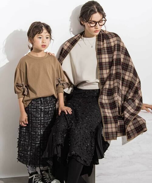 LIBERCORE par BEBE / リベルコア パル ベベ ミニ・ひざ丈スカート | チュールリボンモチーフサイドプリーツスカート 親子お揃い(110~140cm) | 詳細11