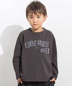 LIBERCORE par BEBE / リベルコア パル ベベ Tシャツ | ジグザグステッチレタリングロゴ天竺長袖Tシャツ 親子お揃い(110~140cm)