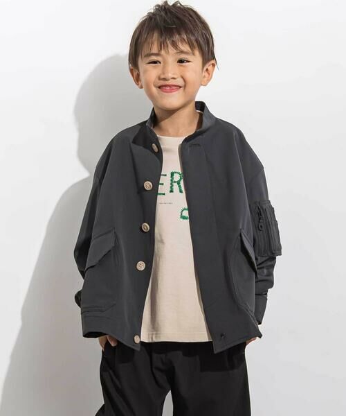 LIBERCORE par BEBE / リベルコア パル ベベ Tシャツ | ジグザグステッチレタリングロゴ天竺長袖Tシャツ 親子お揃い(110~140cm) | 詳細1