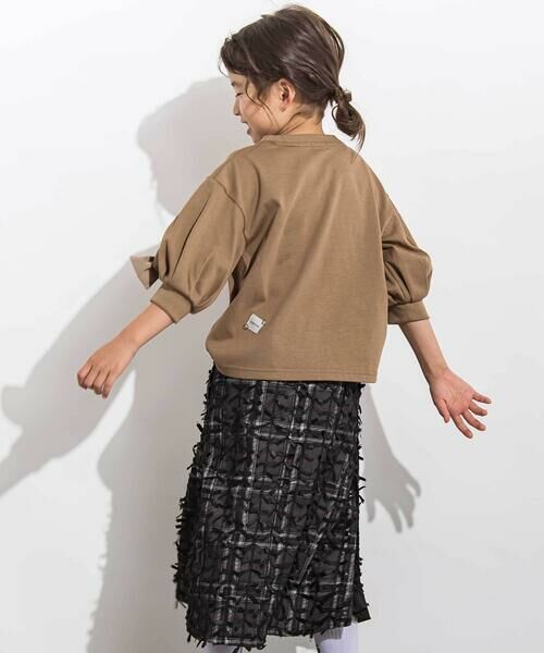 LIBERCORE par BEBE / リベルコア パル ベベ Tシャツ | BIGリボンモチーフバルーンスリーブ天竺6分袖Tシャツ 親子お揃い(110~140cm) | 詳細3