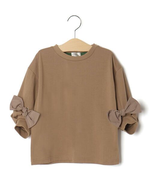 LIBERCORE par BEBE / リベルコア パル ベベ Tシャツ | BIGリボンモチーフバルーンスリーブ天竺6分袖Tシャツ 親子お揃い(110~140cm) | 詳細4