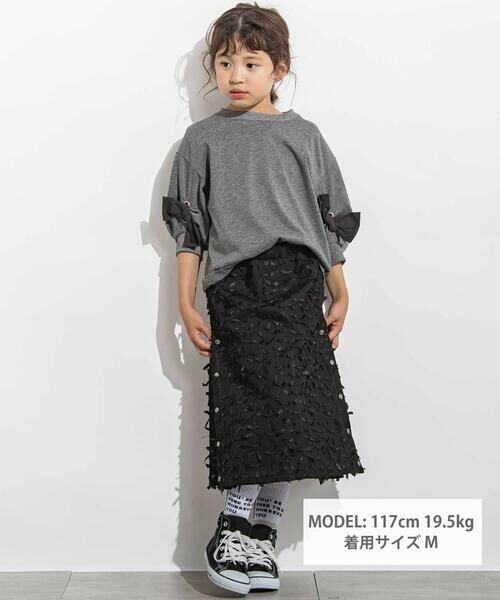 LIBERCORE par BEBE / リベルコア パル ベベ Tシャツ | BIGリボンモチーフバルーンスリーブ天竺6分袖Tシャツ 親子お揃い(110~140cm) | 詳細8
